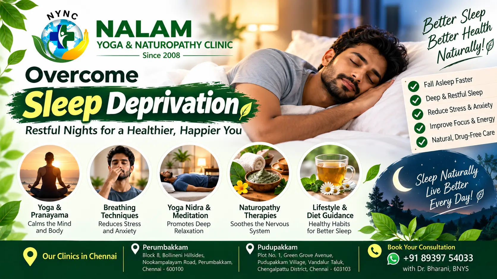 Sleep Deprivation Treatment Through Yoga & Naturopathy in Chennai